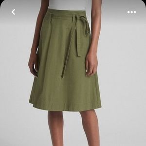 Army Green Tie Waist Skirt